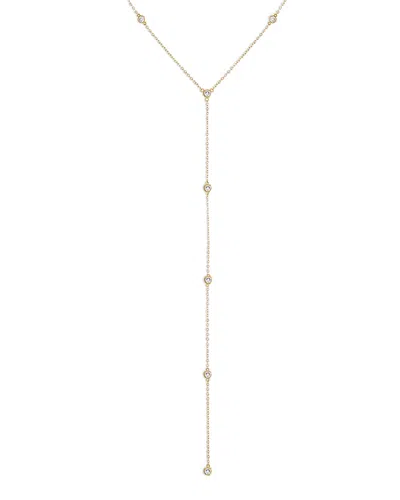 By Adina Eden Cubic Zirconia Bezel Station Lariat Necklace, 20-22 In Metallic