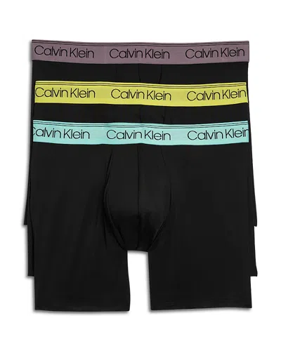 Calvin Klein Microfiber Stretch Wicking Boxer Briefs, Pack Of 3 In Black