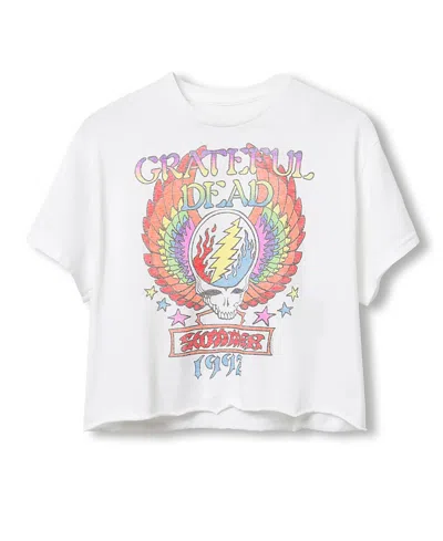 Junk Food Clothing Women's Grateful Dead Winged Skull Flea Market Crop Tee In White