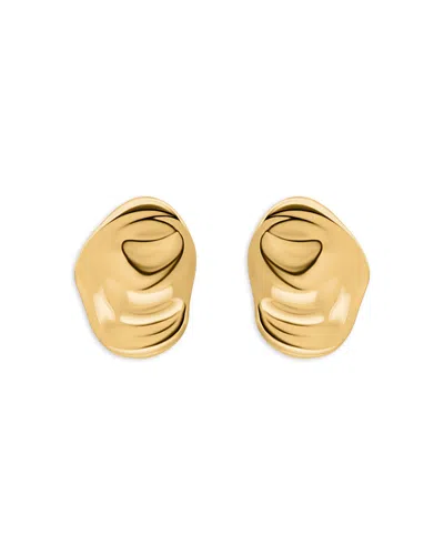 Aqua Sculptured Oval Stud Earrings In Gold