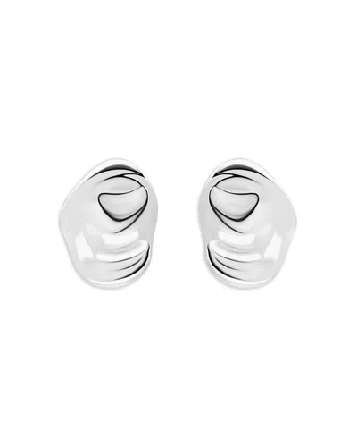 Aqua Sculptured Oval Stud Earrings In Metallic