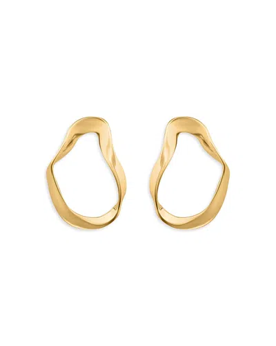 Aqua Wavy Openwork Stud Earrings In Gold