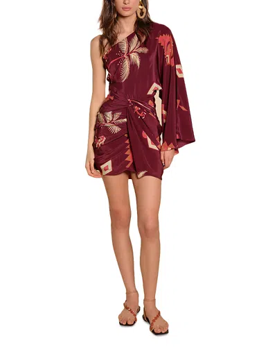Johanna Ortiz Hidden Oasis Silk Mini Dress In Burgundy