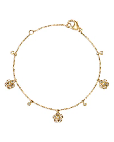 Bloomingdale's Fine Collection Diamond Flower Bracelet In 14k Yellow Gold, 0.20 Ct. T. W.