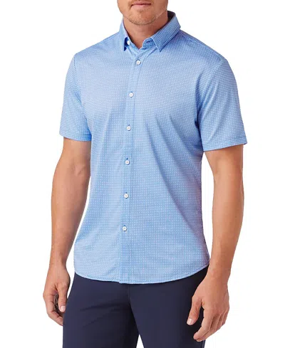 Mizzen + Main Mizzen+main Halyard Trim Fit Dot Short Sleeve Performance Button-up Shirt In Blue