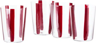 The Conran Shop Burgundy Nova Stripe Tumbler Set, 4 Pcs