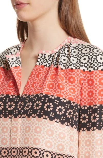 Derek Lam 10 Crosby Tie Sleeve Print Silk Blouse