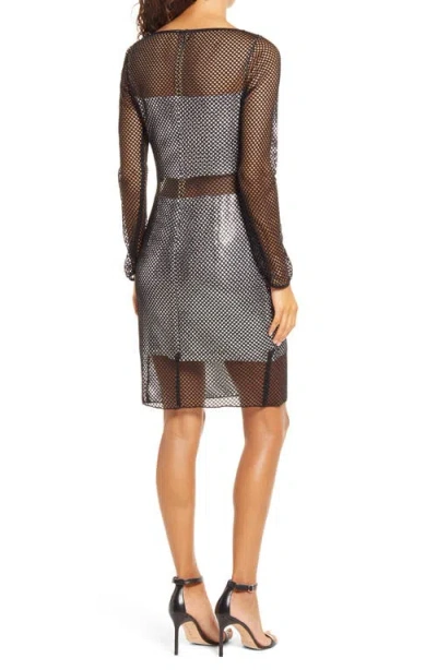 Sho By Tadashi Shoji Netting Illusion Long Sleeve Sheath Dress