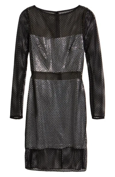 Sho By Tadashi Shoji Netting Illusion Long Sleeve Sheath Dress