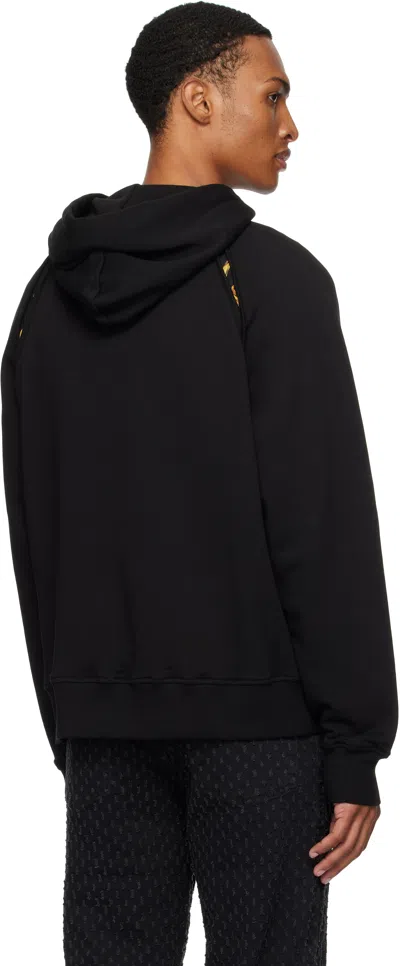 Versace Jeans Couture Cotton Hooded Sweatshirt With Logo Plaque In Black