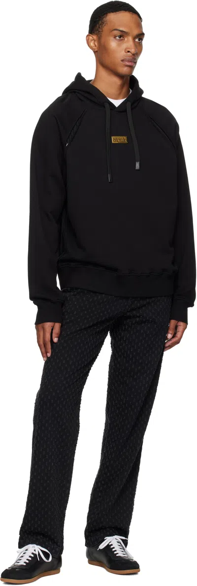 Versace Jeans Couture Cotton Hooded Sweatshirt With Logo Plaque In Black