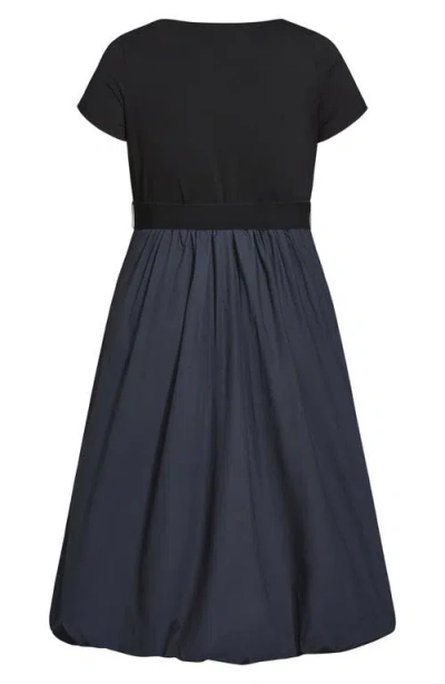 City Chic Paris Days Belted Midi Dress In Blue
