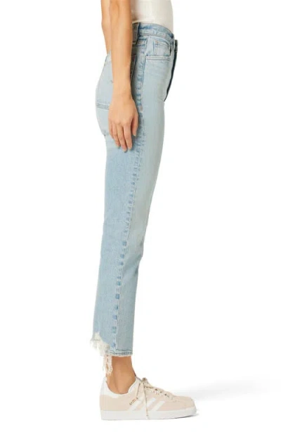 Hudson Jeans Harlow Ultrahigh Waist Fray Hem Ankle Cigarette Jeans In Blue