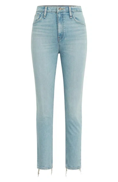 Hudson Jeans Harlow Ultrahigh Waist Fray Hem Ankle Cigarette Jeans In Blue