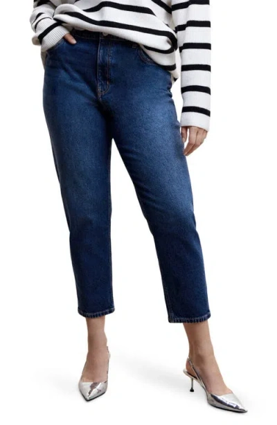Mango Mom Comfort High Rise Jeans Dark Blue