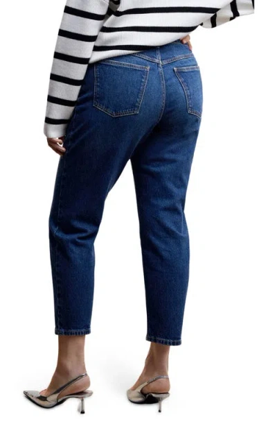 Mango Mom Comfort High Rise Jeans Dark Blue