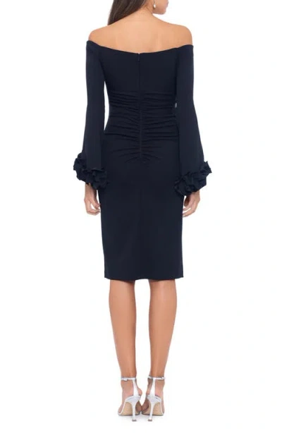 Xscape Evenings Off The Shoulder Long Sleeve Body-con Dress