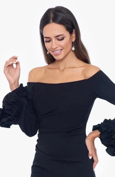 Xscape Evenings Off The Shoulder Long Sleeve Body-con Dress