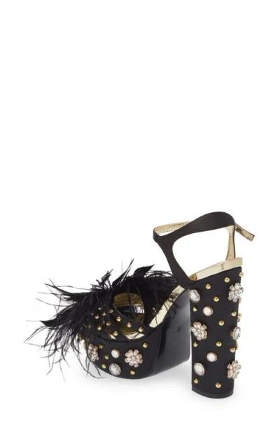 Azalea Wang Kiki Feather Embellished Platform Sandal