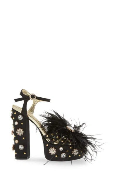 Azalea Wang Kiki Feather Embellished Platform Sandal