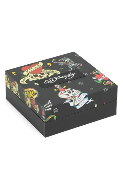 Ed Hardy Stainless Steel Cross Pendant Necklace & Bracelet Set