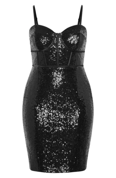 City Chic Sequin Corset Minidress