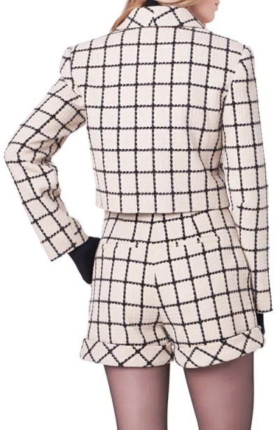 English Factory Windowpane Check Crop Tweed Jacket