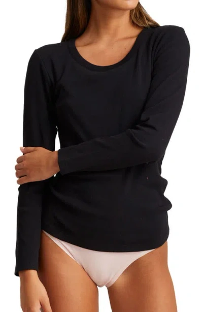 Papinelle Milla Rib Shelf Bra Long Sleeve Tee In Black