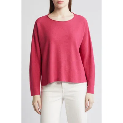Eileen Fisher Jewel Neck Box Top In Geranium