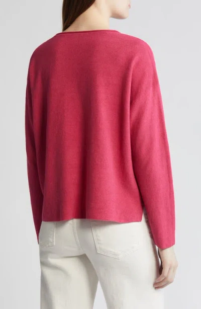 Eileen Fisher Jewel Neck Box Top In Geranium