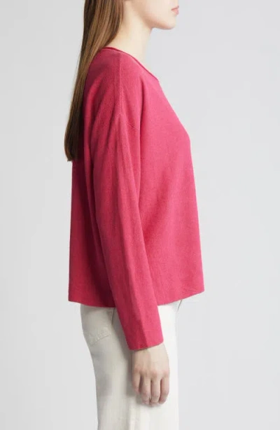 Eileen Fisher Jewel Neck Box Top In Geranium
