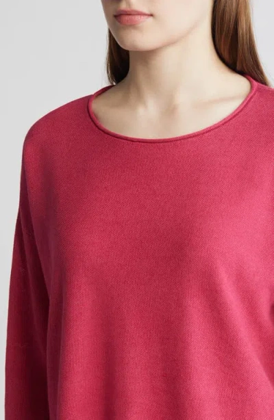 Eileen Fisher Jewel Neck Box Top In Geranium