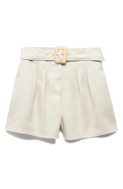 Mango Belted Linen Shorts