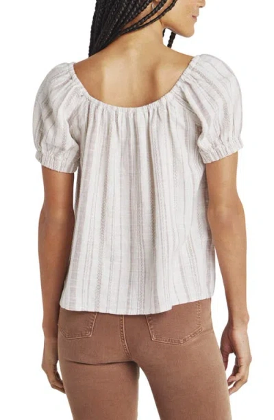 Splendid Farrah Linen Stripe Puff-sleeve Top