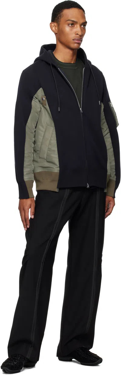 Sacai Men's Sponge Sweat Nylon Twill Zip Hoodie