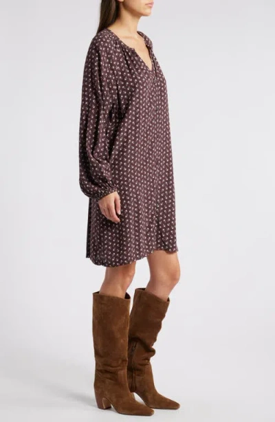 Treasure & Bond Flowy Button Front Minidress In Brown