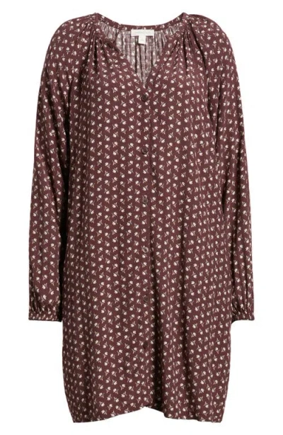 Treasure & Bond Flowy Button Front Minidress In Brown