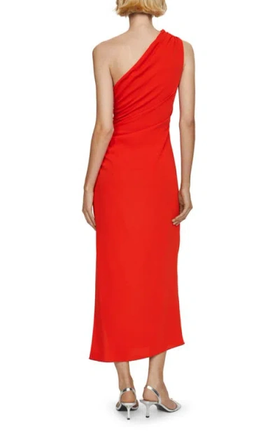Mango Asymmetrical Dress With Side Slit Red