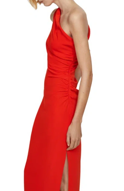 Mango Asymmetrical Dress With Side Slit Red
