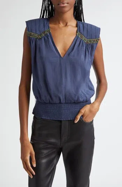 Ramy Brook Millegan Bead Detail Smock Waist Top