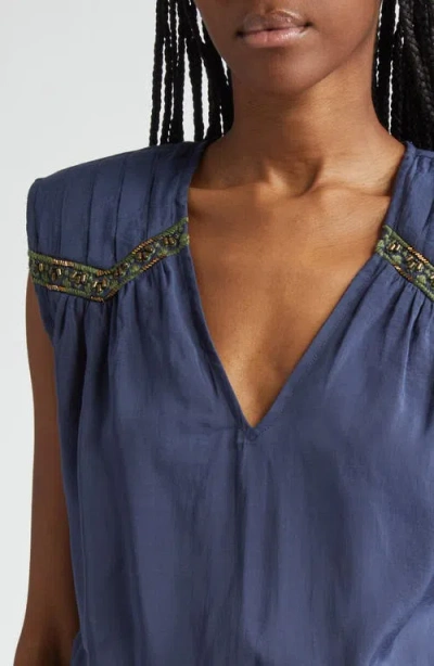 Ramy Brook Millegan Bead Detail Smock Waist Top