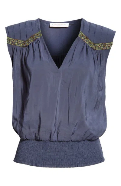 Ramy Brook Millegan Bead Detail Smock Waist Top