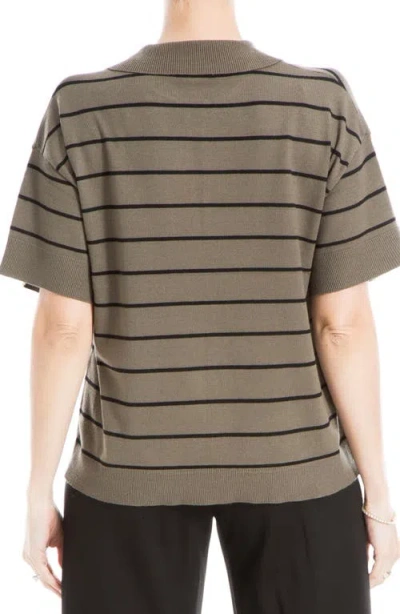 Max Studio Johnny Collar Stripe Knit Polo Sweater