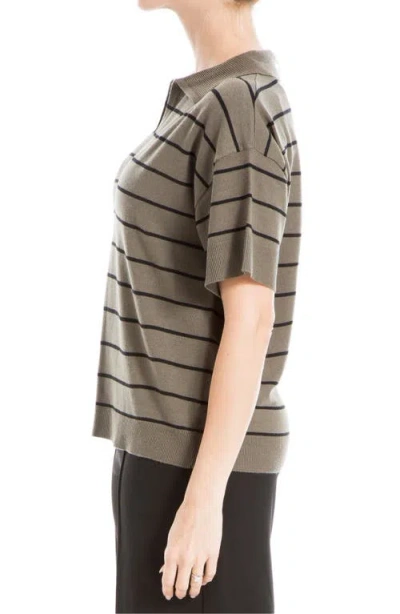 Max Studio Johnny Collar Stripe Knit Polo Sweater