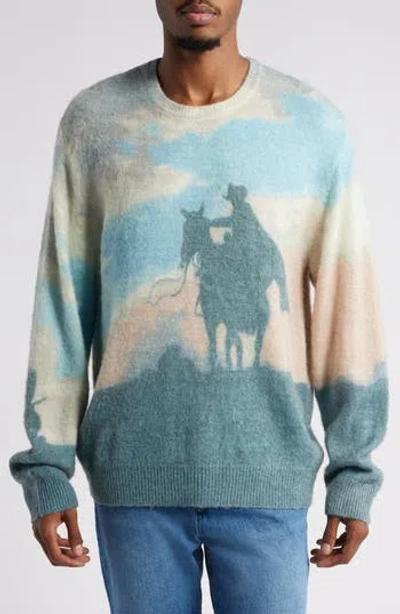 One Of These Days Stayed Away Wool Blend Graphic Crewneck Sweater