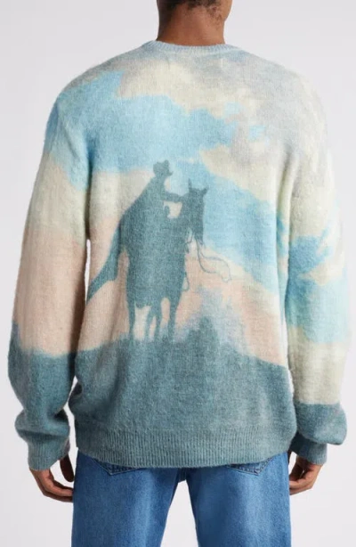 One Of These Days Stayed Away Wool Blend Graphic Crewneck Sweater