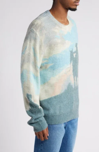 One Of These Days Stayed Away Wool Blend Graphic Crewneck Sweater
