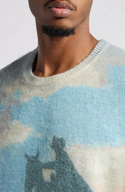 One Of These Days Stayed Away Wool Blend Graphic Crewneck Sweater