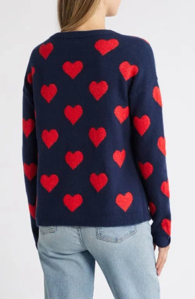 Caslon ® Hearts Jacquard Crewneck Sweater In Blue