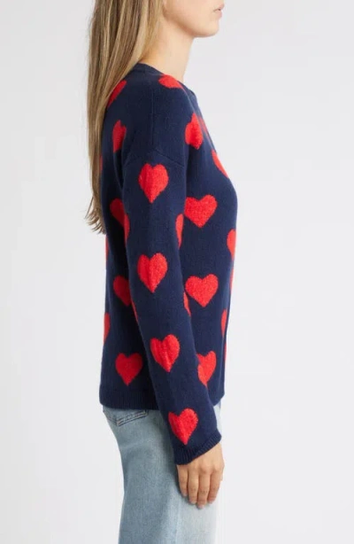 Caslon ® Hearts Jacquard Crewneck Sweater In Blue